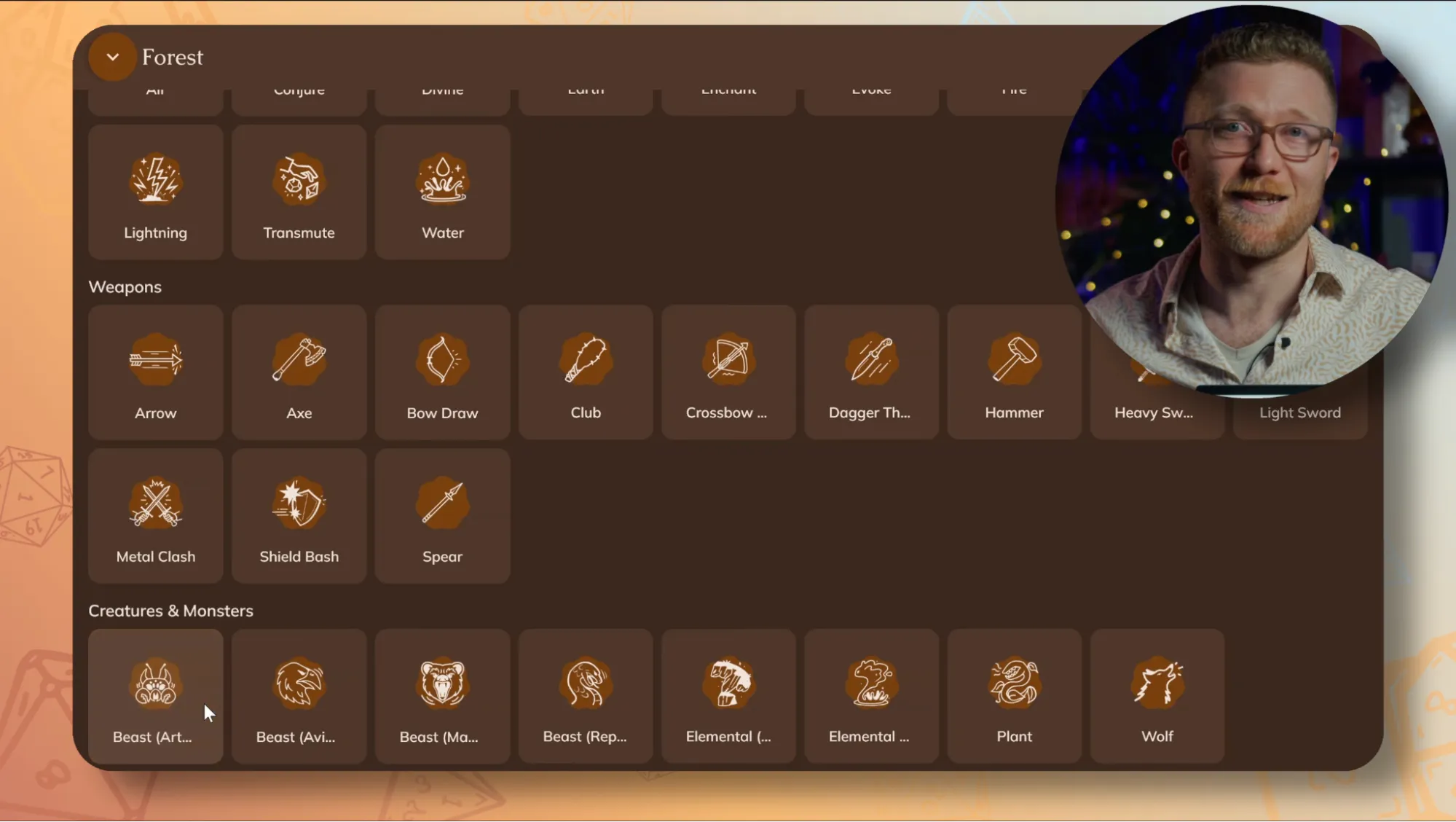 The desktop app showing dozens of Forest one-shots laid out in a grid